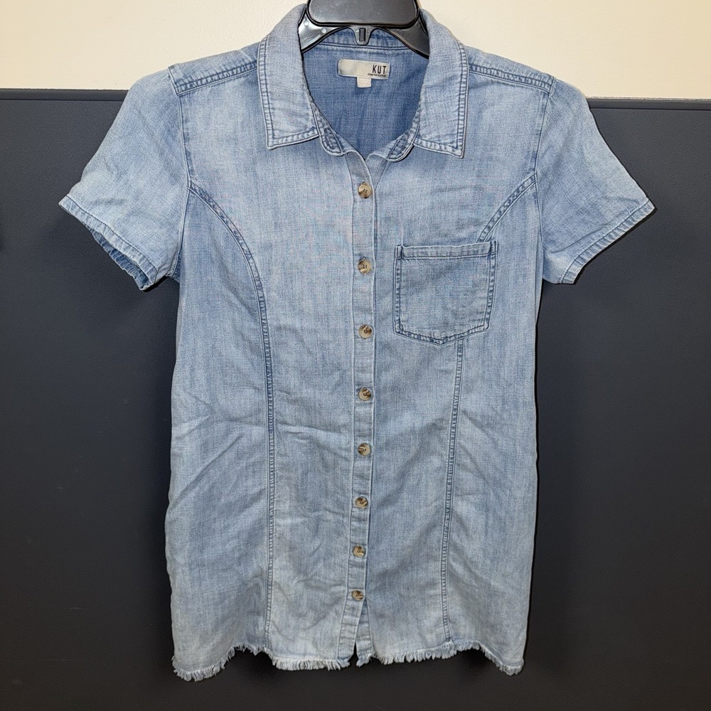 KUT‎ from the Kloth Women's Blue Vittoria Light Wash Denim Dress Size Medium